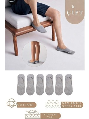 Tina Atelier 6 Çift Kadın-Erkek Pamuklu Kaydırmaz Silikonlu Babet Çorap Seti