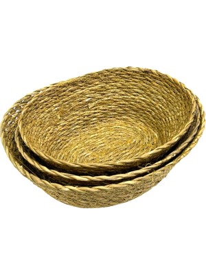 Handanca 3'lü Hasır Ekmek-Meyve Sepeti Oval - 05