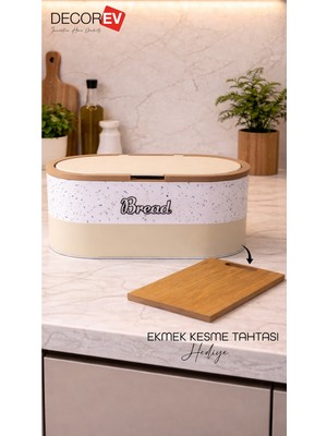 Handanca Mermer Desenli Metal Ekmek Kutusu – Şık ve Fonksiyonel Ekmek Saklama Kabı