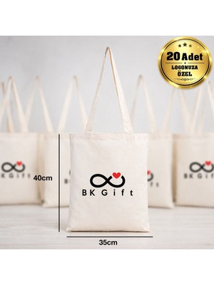 BK Gift Logonuza Özel 20 Adet Ham Bez Çanta 35X40 cm – Promosyon Logo Baskılı Ham Bez Çanta