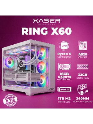 Xaser Ring X60 Ryzen 5 5600 32GB Ram 1tb M.2 Nvme SSD 8gb 16GB RX9070 Masaüstü Oyuncu Bilgisayarı