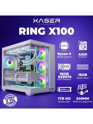 Xaser Ring X100 Ryzen 5 5600X 16GB Ram 1tb M.2 Nvme SSD 8gb 16GB RX9070 Masaüstü Oyuncu Bilgisayarı
