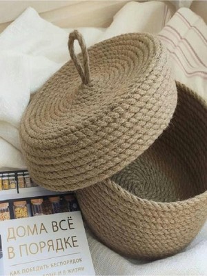 Handanca Kapaklı Hasır Sepet