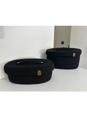 Handanca Ikili Siyah Büyük Boy Dekoratif Kutu,saklama Kutusu