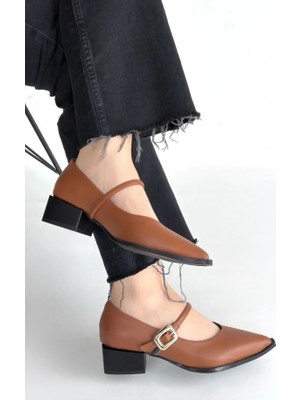 Erbilden Galye Taba Cilt Topuklu Ayakkabı