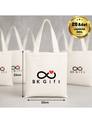 BK Gift Logonuza Özel 20 Adet Ham Bez Çanta 23X23 cm – Küçük Boy Pamuk Promosyon Çanta