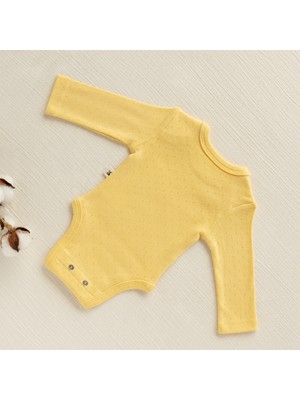 Mimu Baby %100 Pamuk Interlok Zarf Yaka Uzun Kollu Zıbın- Sarı