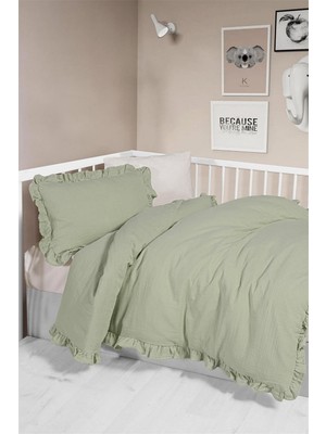 Kanz Bebek Fırfırlı Müslin 4 Parça Nevresim Takımı KNZ-023