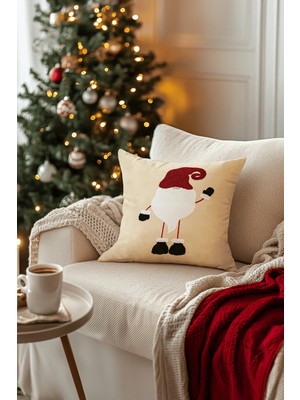 Koza Home Charm Noel Baba Punch Işleme Bej Kırlent 43X43 35251A