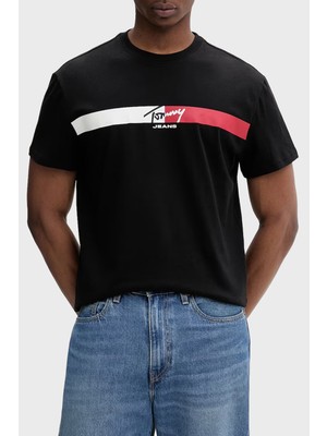 Tommy Jeans Pamuklu Regular Fit Logolu Bisiklet Yaka T Shirt Erkek T Shirt DM0DM22539 Bds