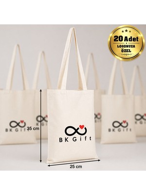 BK Gift Logonuza Özel 20 Adet Ham Bez Çanta 25 x 35 cm – Promosyon Logo Baskılı Ham Bez Çanta