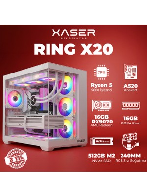 Xaser Ring X20 Ryzen 5 5600 16GB Ram 512GB M.2 Nvme SSD 16GB RX9070 Masaüstü Oyuncu Bilgisayarı