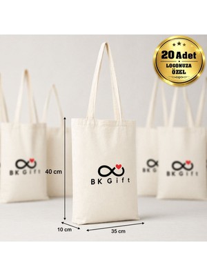 BK Gift Logonuza Özel 20 Adet Ham Bez Çanta Alt Körüklü 35X40X10 cm – Promosyon Logo Baskılı Ham Bez Çanta