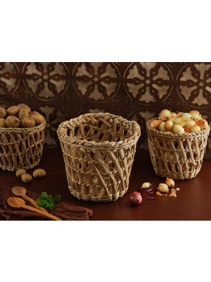Handanca Hasır El Örgü Orta Boy Saksılık