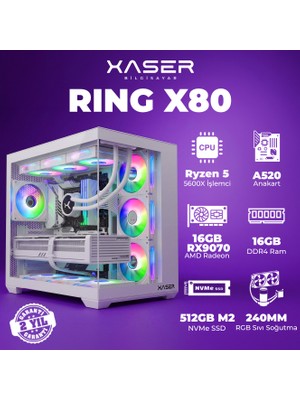 Xaser Ring X80 Ryzen 5 5600X 16GB Ram 512GB M.2 Nvme SSD 16GB RX9070 Masaüstü Oyuncu Bilgisayarı