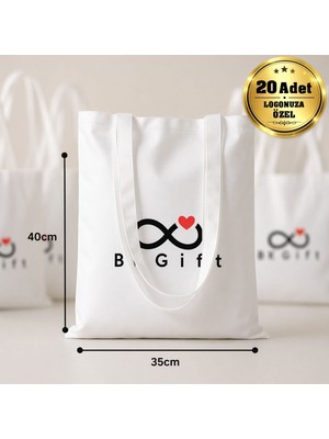 BK Gift Logonuza Özel 20 Adet Micro Polyester Çanta 35X40 cm – Beyaz Promosyon Logolu Çanta