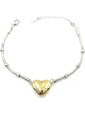 Die Grup Kalp Zincir Bileklik - Altın