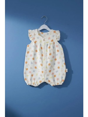 Babymet %100 Pamuk Müslin Kız Bebek Tulum – Meyve Desenli, Çıtçıtlı, Doğal&Yumuşak 