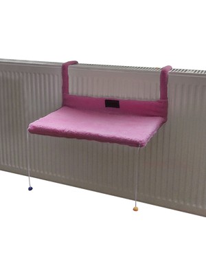 Bundera Pembe Polar Peluş Kedi Radyatör Yatağı 47 x 32 x 22 cm Askılı Tasarım ile Konforlu Kullanım