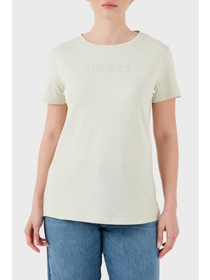 Guess Taşlı Logolu Pamuklu Regular Fit Bisiklet Yaka T Shirt V3BI11J1314 Bayan T Shirt V3BI11 J1314 A89J