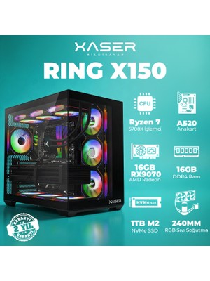 Xaser Ring X150 Ryzen 7 5700X 16GB Ram 1tb M.2 Nvme SSD 16GB RX9070 Masaüstü Oyuncu Bilgisayarı