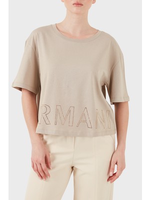 Armani Exchange Pamuklu Relaxed Fit Logo Dertaylı Bisiklet Yaka T Shirt Bayan T Shirt XW001709 AF17172 U6223
