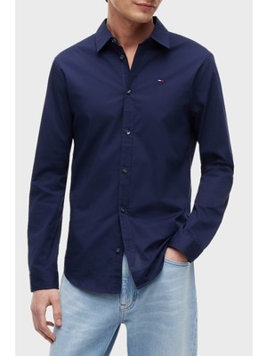 Tommy Jeans Pamuklu Regular Fit Logolu Klasik Yaka Uzun Kollu Gömlek Erkek Gömlek DM0DM22026 C1G
