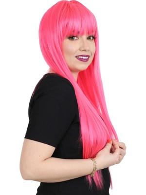 Colezium Uzun Kahküllü Fiber Sen Peruk / Neon Pembe