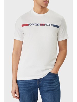 Tommy Hilfiger Logolu % 100 Pamuk Bisiklet Yaka T Shirt Erkek T Shirt MW0MW42368 Ybr