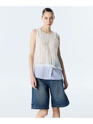 Twist Poplin Mıx Kırışık Efektli Bluz TS1260006151018