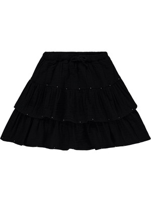 Civil Girls Taşlı Yıkamalı 10-13 Yaş Etek - Siyah