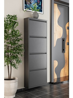 Handanca 4 Kapaklı Metal Ayakkabılık Antrasit