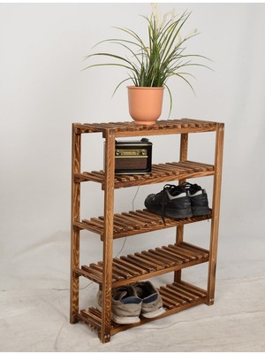Handanca 5 Katlı Masif Ahşap Ayakkabılık Ahşap Ayakkabı Rafı 60X80