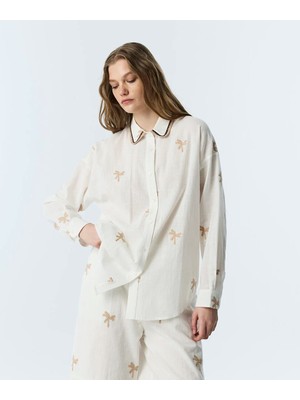 Twist Palmiye Nakışlı Gömlek TS1260025211018