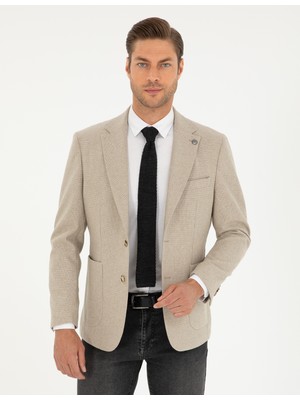 Pierre Cardin Erkek Bej Yün Karışımlı Slim Fit Ceket 50291937-VR011