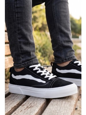 In Step Chic Erkek Siyah Süet Detaylı Platform Tabanlı Günlük Ayakkabı