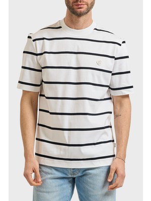 Boss Çizgil Pamuklu Regular Fit Bisiklet Yaka  T Shirt Erkek T Shirt 50555844 102