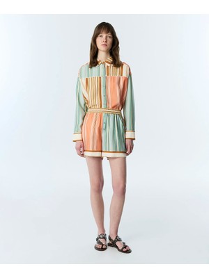 Twist Çizgili Colorblock Şort TS1260013022089
