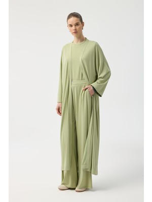 Kadriye Baştürk Modal Cupra Pantolon Bluz Abaya Takım Yeşil