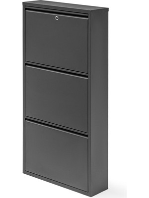Handanca - 3'lü Kilitli Metal Ayakkabılık (Siyah)