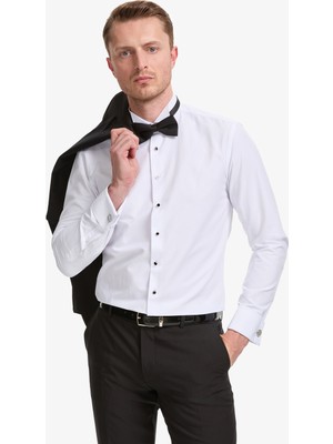 Pierre Cardin Erkek Beyaz Slim Fit Smokin Gömlek 50324016-VR013