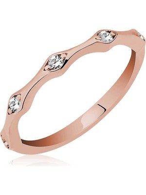 DMR Elegance Gümüş Rose Beştaş Mekik Bayan Yüzük