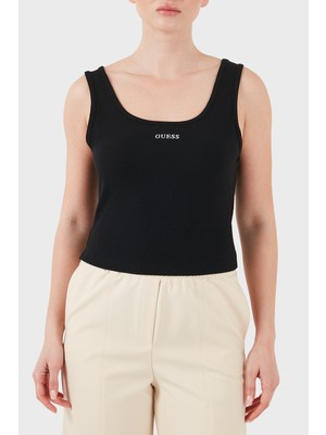 Guess Fitilli Slim Fit Yuvarlak Yaka Top V6GP05K2970 Bayan Top V6GP05 K2970 Jblk