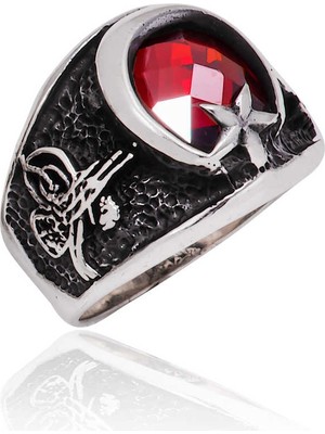 DMR Elegance Gümüş Ay Yıldız Tuğra Erkek Yüzük