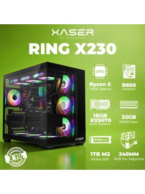 Xaser Ring X230 Ryzen 5 7500F 32GB Ddr5 Ram 1tb M.2 Nvme SSD 16GB RX9070 Masaüstü Oyuncu Bilgisayarı