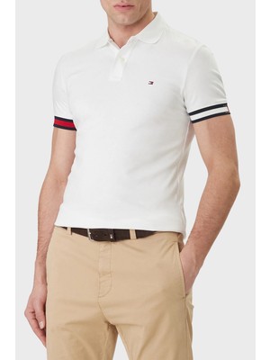 Tommy Hilfiger Pamuklu Slim Fit Düğmeli Polo Yaka T Shirt Erkek Polo Yaka T Shirt MW0MW42743 Ybr