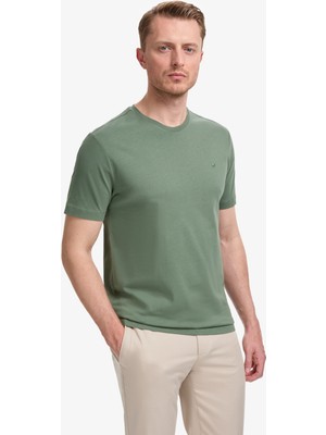 Pierre Cardin Erkek Haki Regular Fit %100 Pamuk Bisiklet Yaka Basic Tişört 50325299-VR027