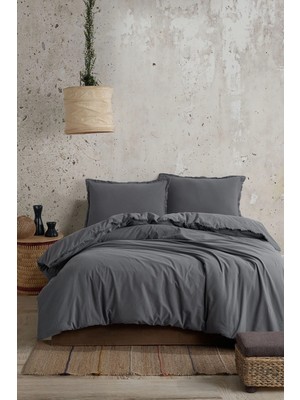 Koza Home Boho Sade Natural Gri % 100 Pamuk Nevresim Takımı Tek Kişilik 100 x 200 7035A