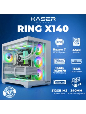 Xaser Ring X140 Ryzen 7 5700X 16GB Ram 512GB M.2 Nvme SSD 16GB RX9070 Masaüstü Oyuncu Bilgisayarı