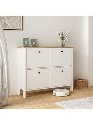 Handanca Palermo Ayakkabılık Çok Amaçlı Dolap Dresuar Beyaz Meşe